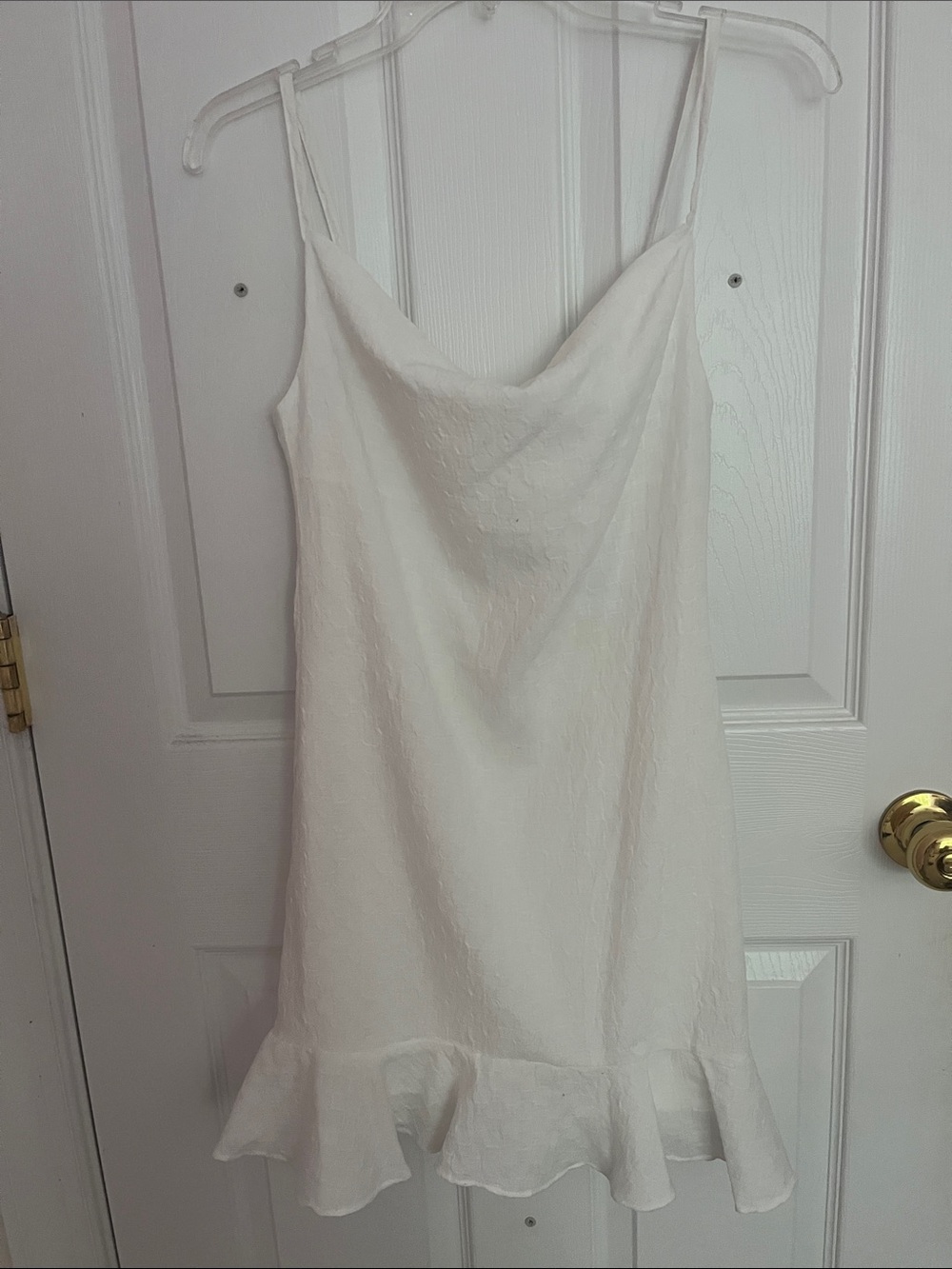 White Slip Dress with Ruffle Hem